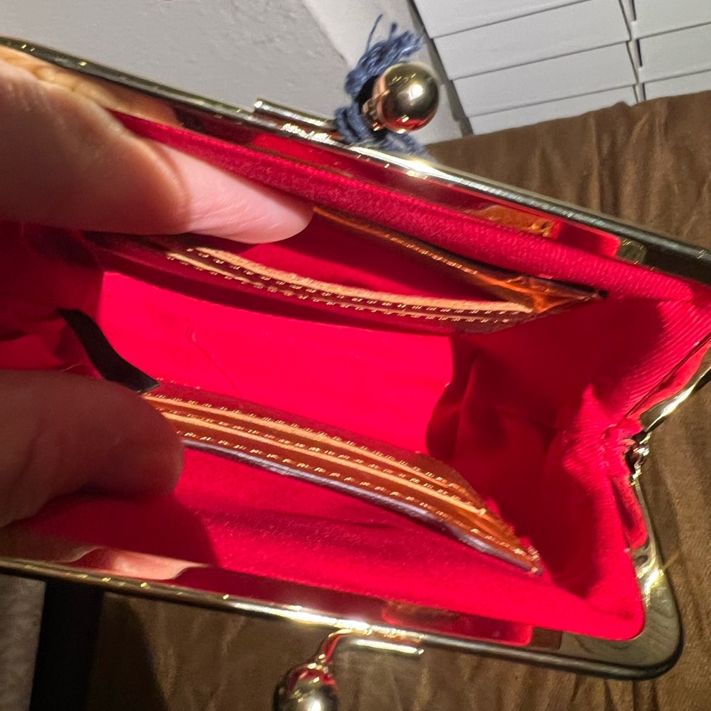 Dooney & Burke dark brown kiss lock coin purse and wallet w/gold accents / NWT - Picture 3 of 6